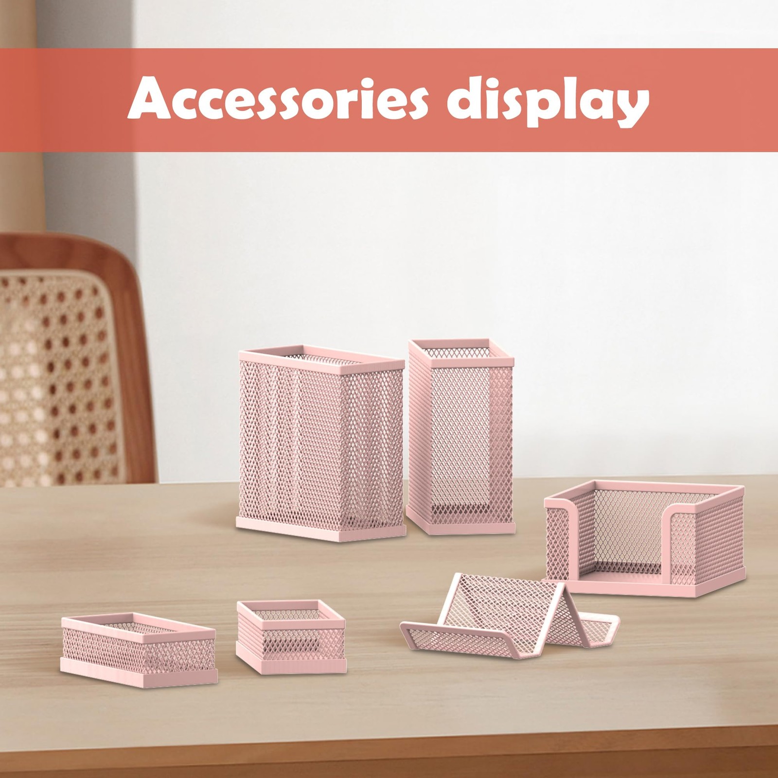 Pen Holder for Desk, 6 Piece Mesh Desk Organizer set for Office Organization …