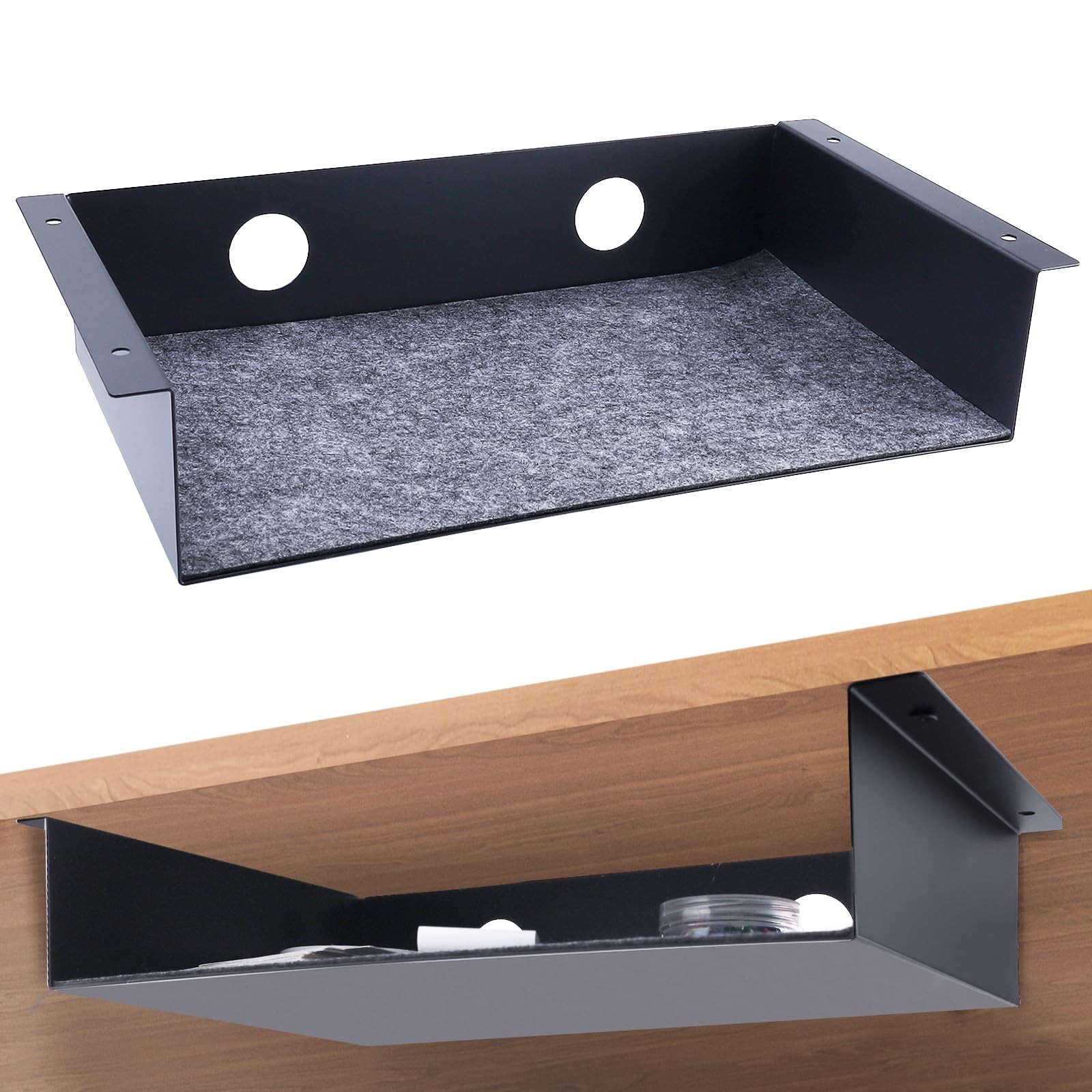Patioer Under Desk Storage Shelf, Steel Large (13″ x 8″ x 2.8″), Black