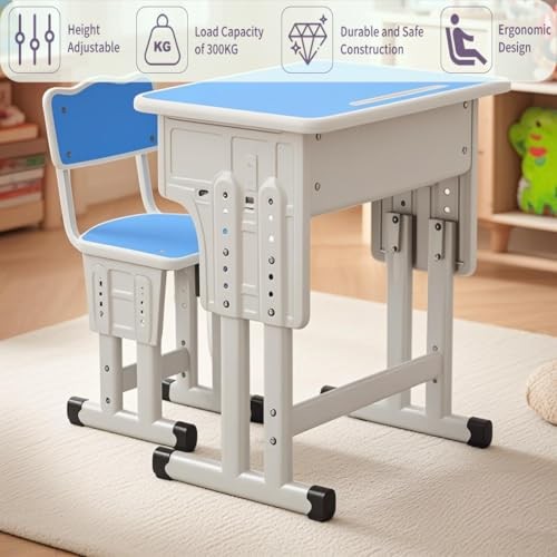 Blue Kids Study Desk Cantonape Height Adjustable
