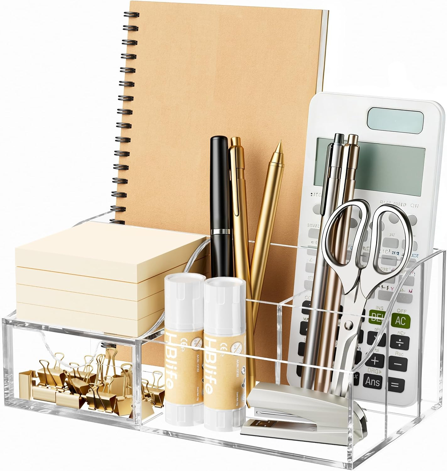 Acrylic Desk Organizer with Drawer, Pen & Pencil Holder, Multifunctional Desktop