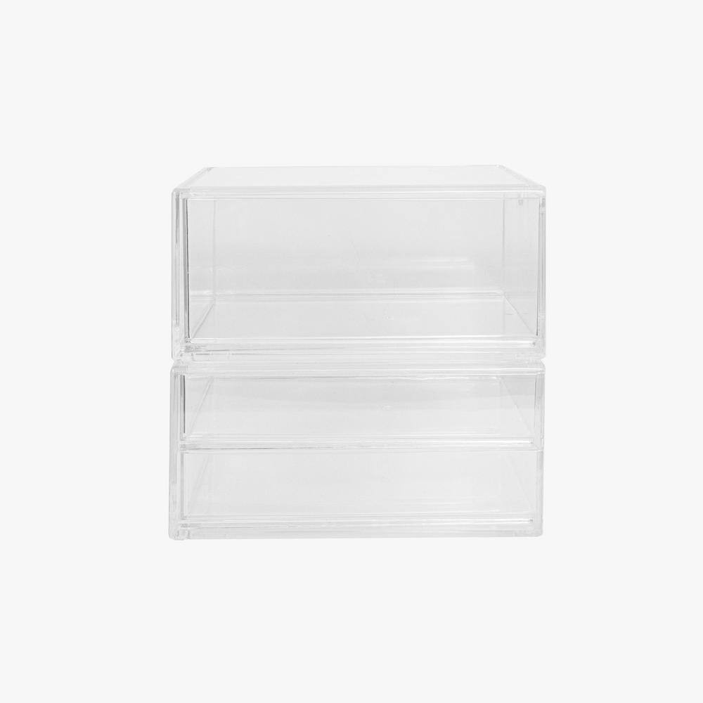Clear Desk Organizer Set of 2 – 1 Single Drawer/1 Double Drawer