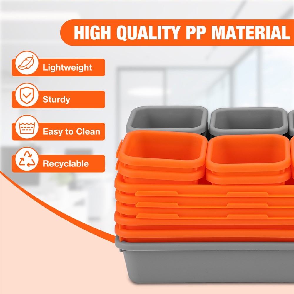 ValueMax 21PCS Interlocking Desk Drawer Organizer Set Stackable Storage Box Bins