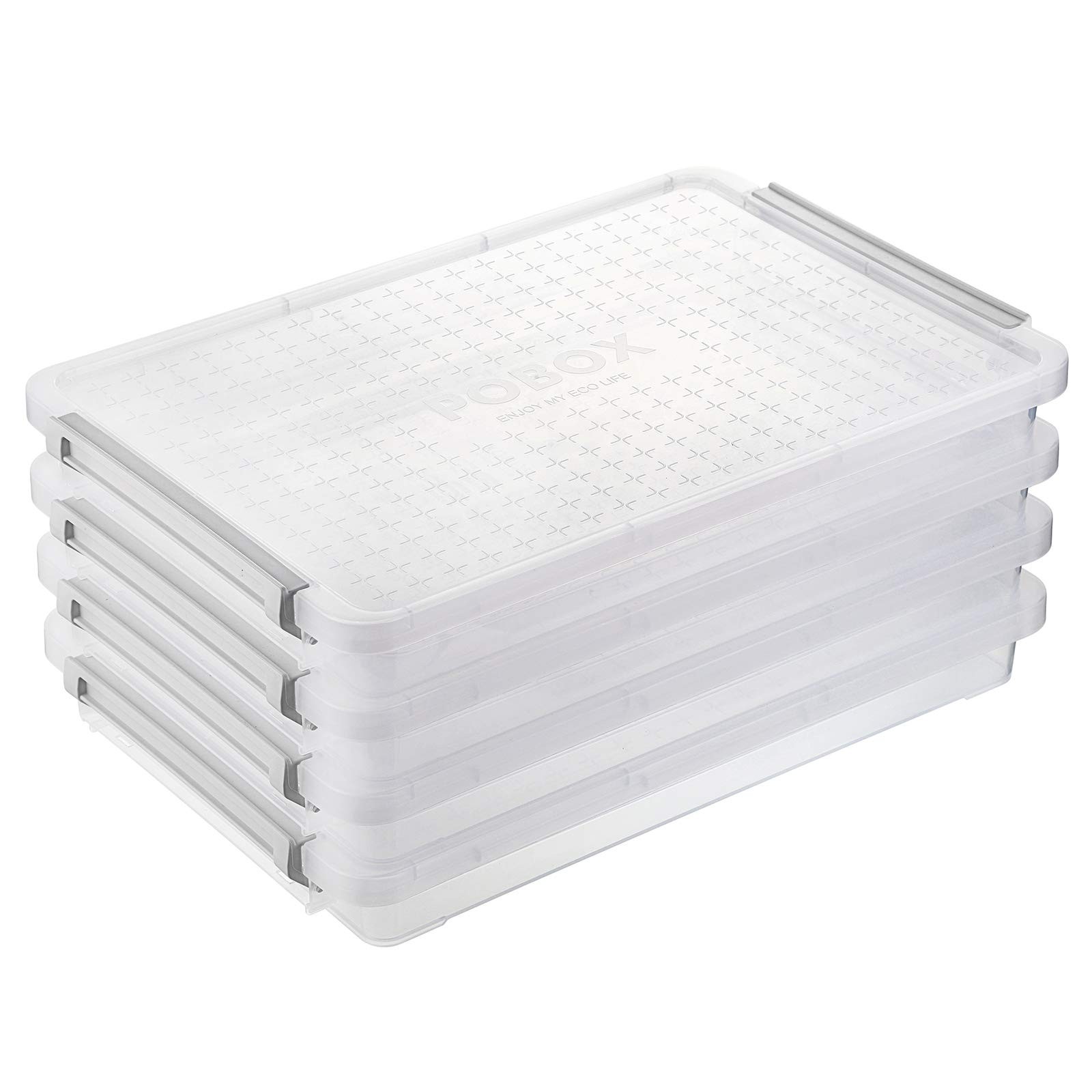 BTSKY 4 Pack A4 Plus Clear Plastic Stackable Storage Box Desk Paper Magazine …