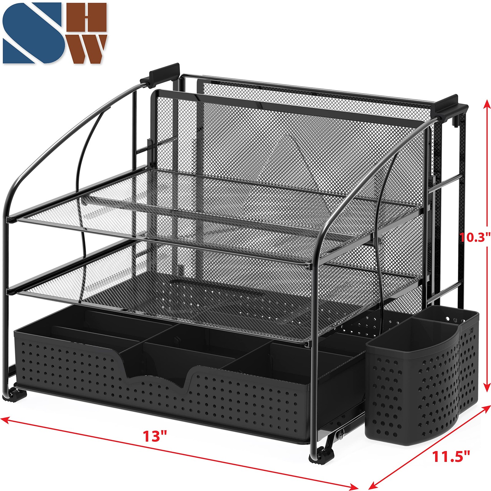 Simple Houseware 3-Tier Desk Organizer Sliding Drawer Hanging File Holder And