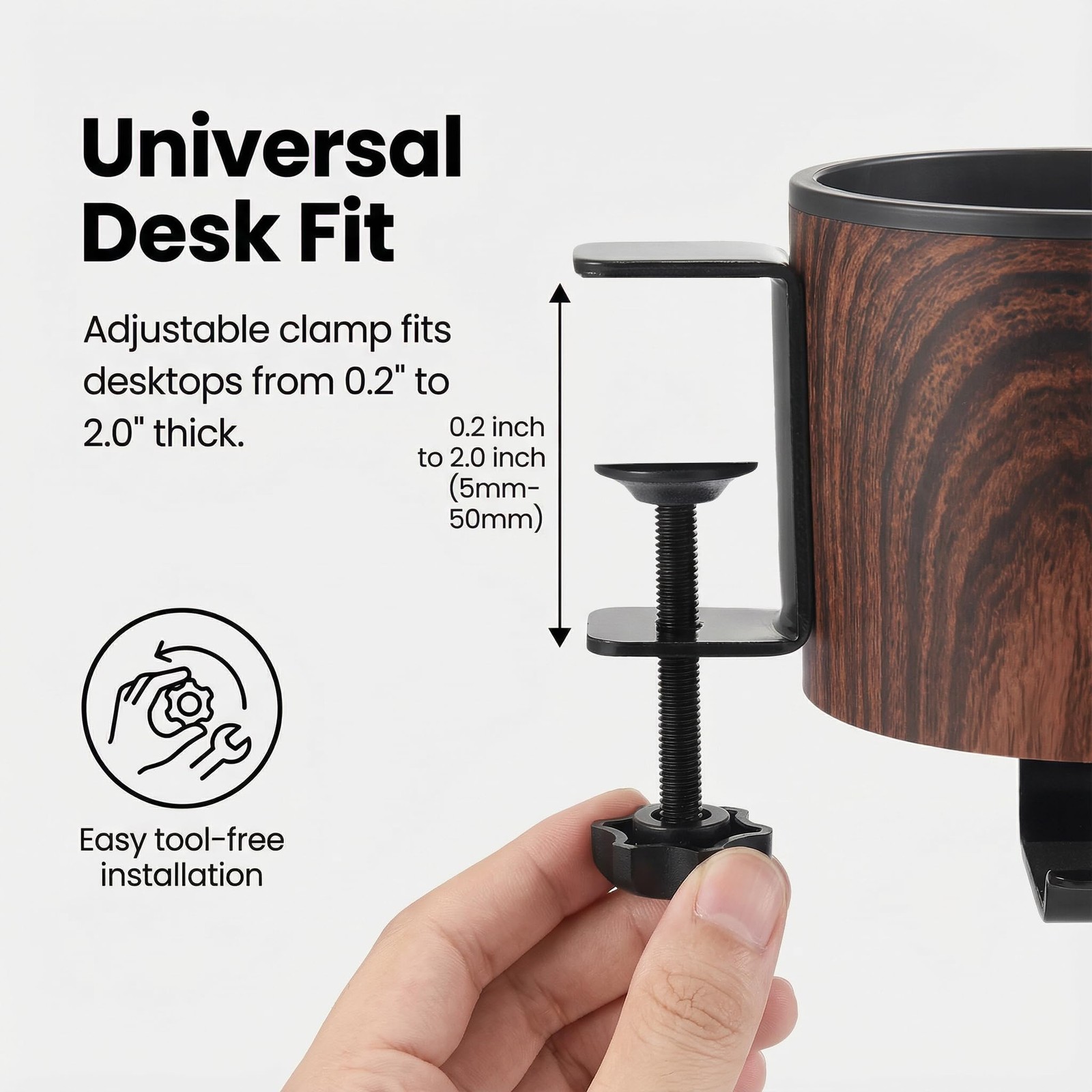 Luxury 2In1 Desk Cup Holder Headphone Hanger Home Office Gaming Wooden