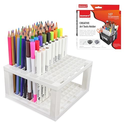107 Slot Art Organizer Pen Pencil Brush Holder Desk Storage Stand Plastic