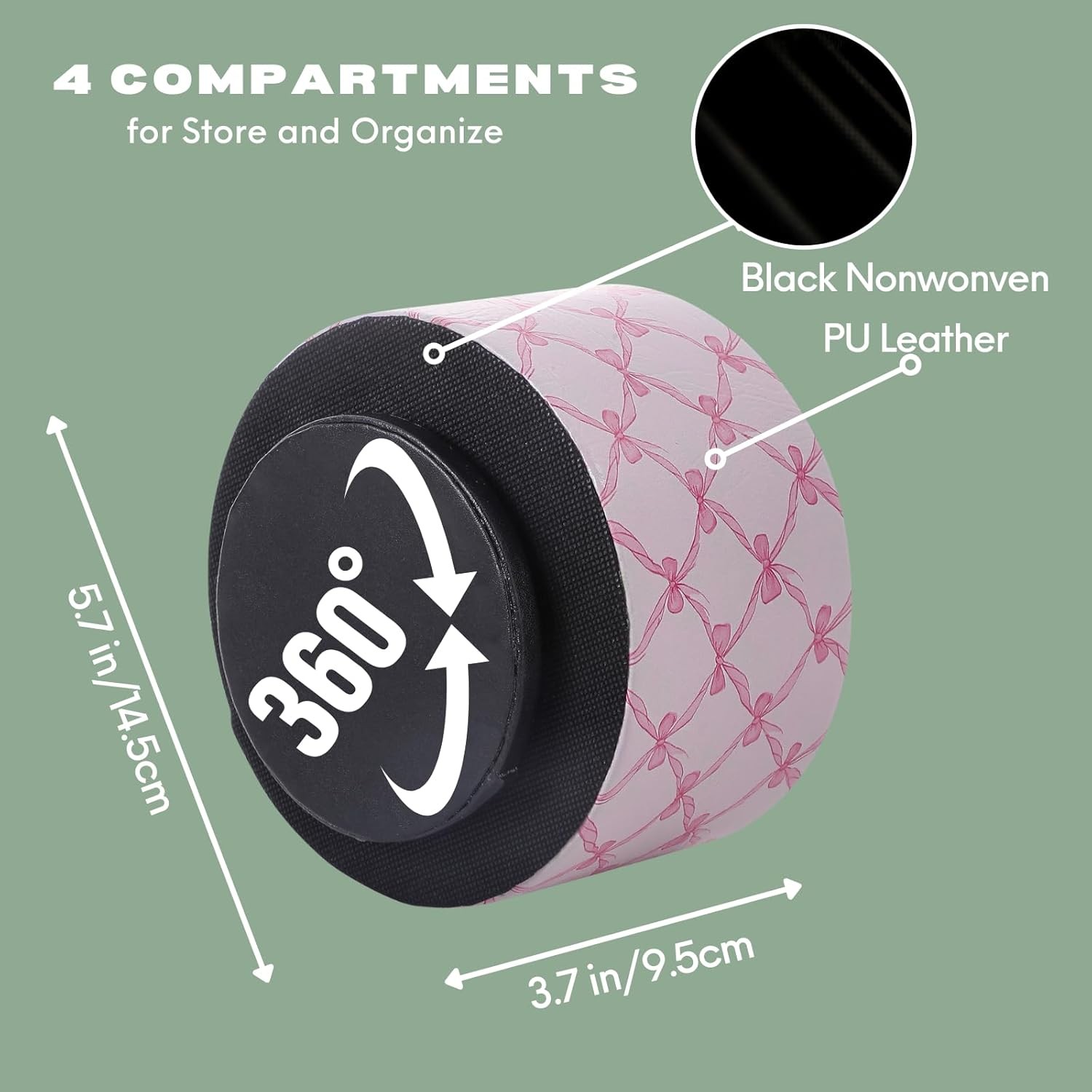 Cute Rotating Table Remote Control Holder 360 Spinning PU Leather Remote