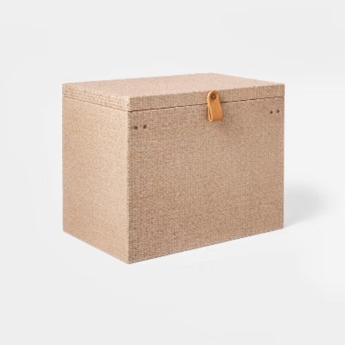 Woven File Box Taupe – Threshold: Office Desk Organizer, Supplies Holder