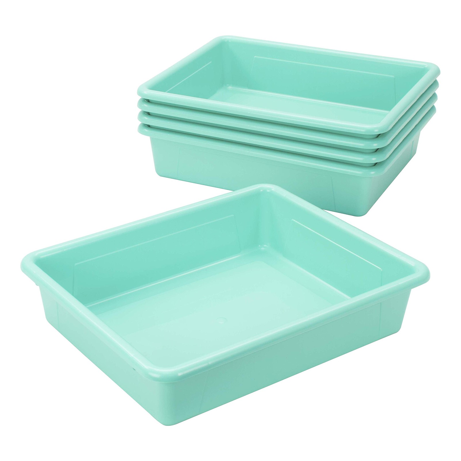 Storex62522U05C Letter Size Flat Storage Bin For Classroom Office And Home Teal