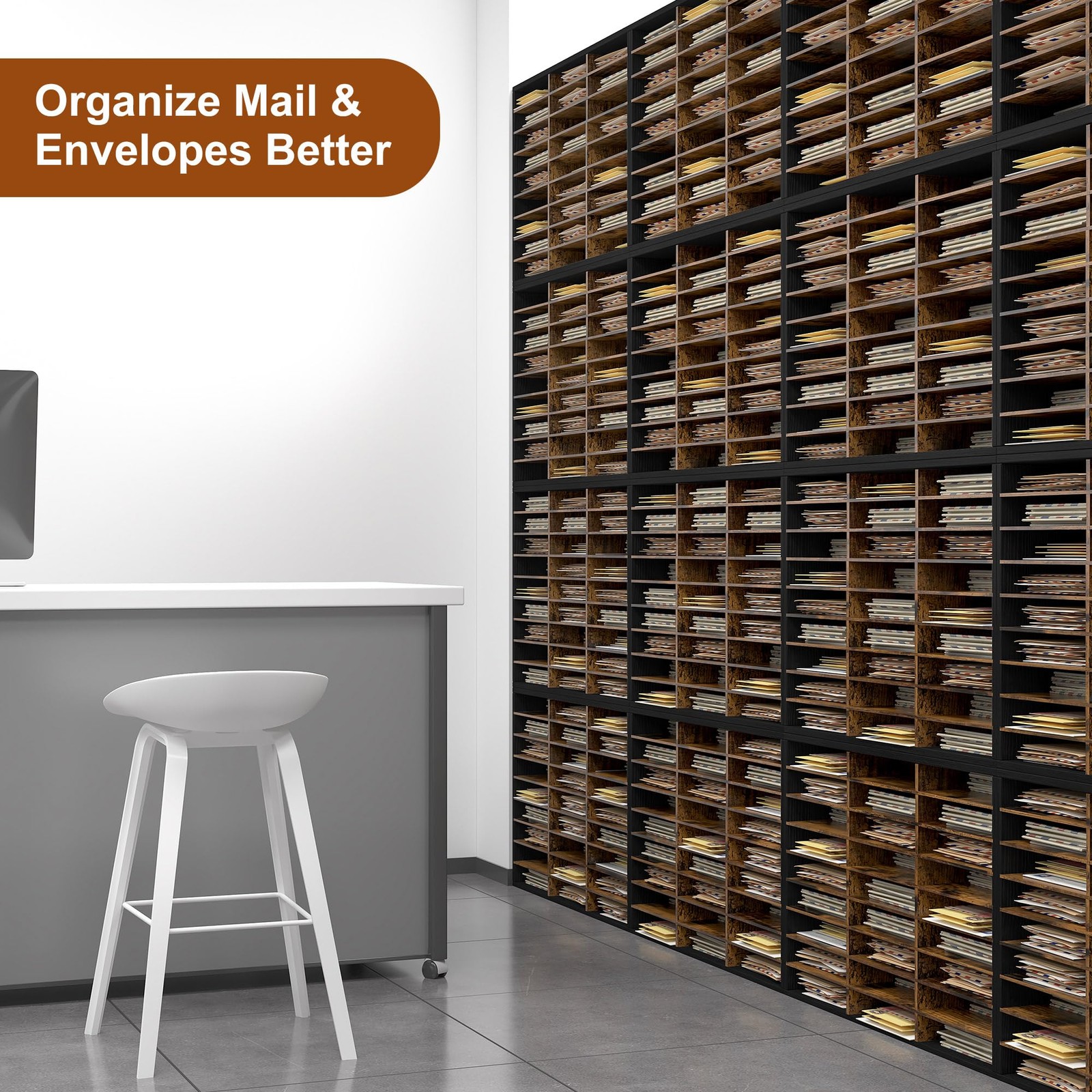 Wood Desk Paper Organizer, Hold 13500 Sheets A4 Papers, 27 Slots Adjustable L…