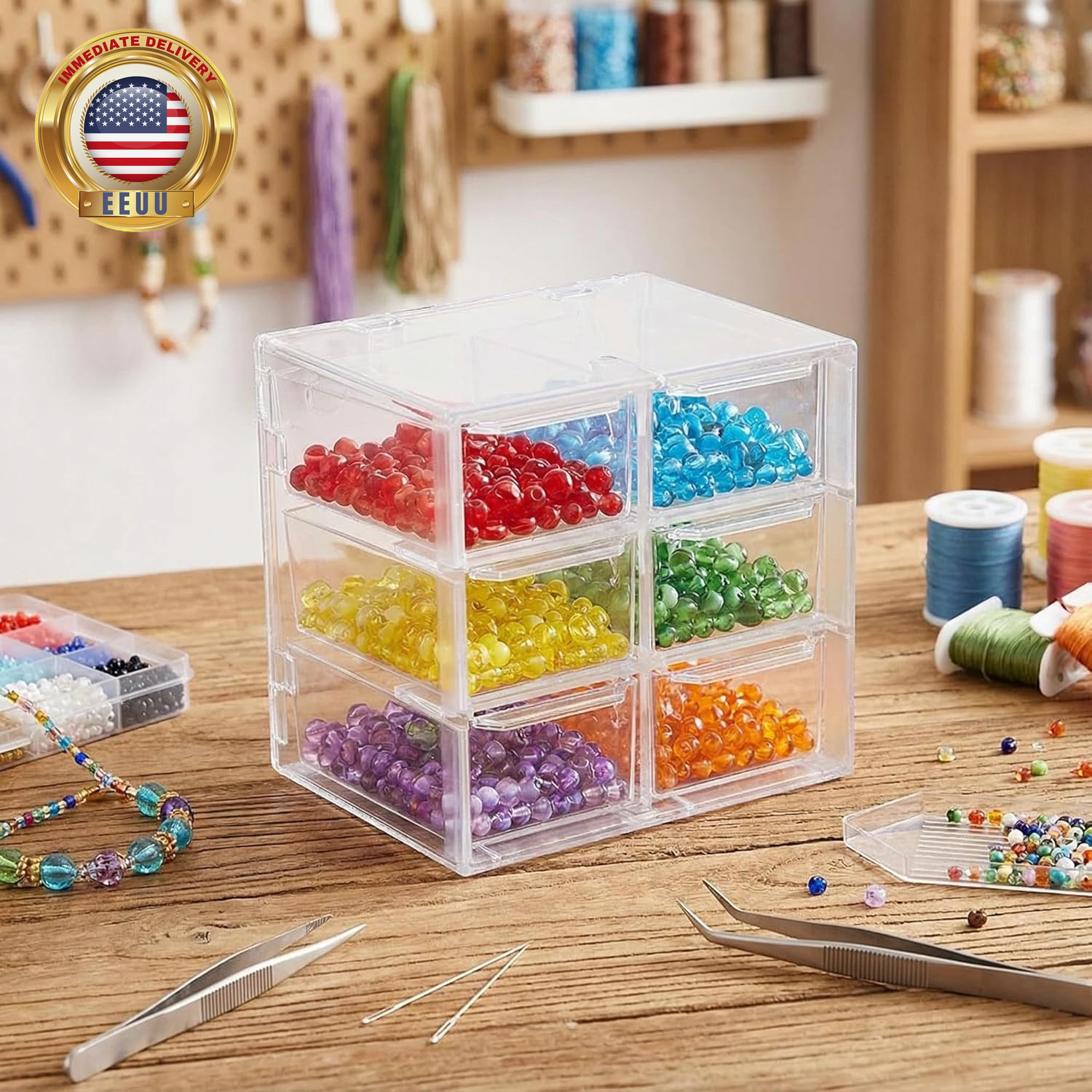 Acrylic Drawer Organizer, Clear Desk Organizer with Drawer, Plastic Stackable St