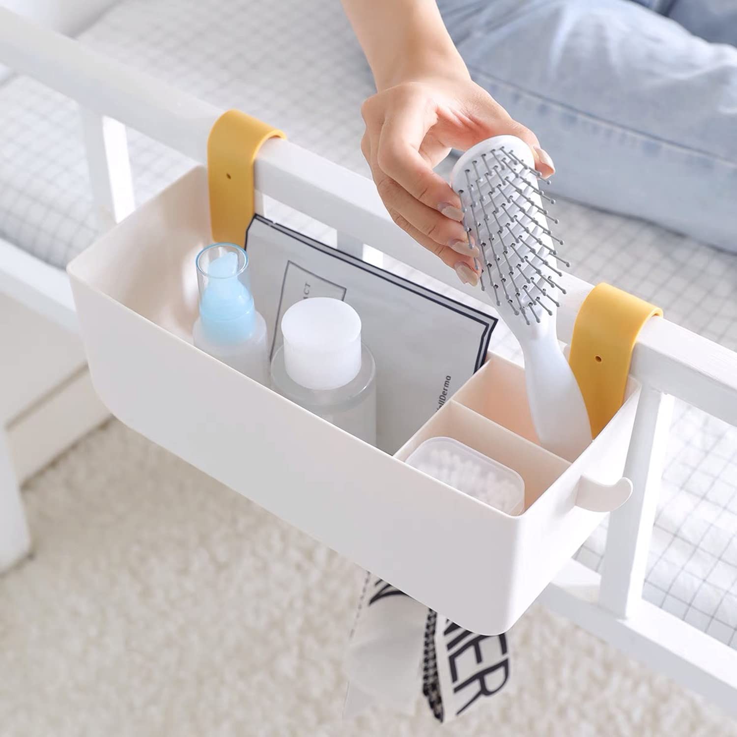 Bedside Hanging Caddy Plastic Hanging Storage Shelf Holder Organizer For Phone G