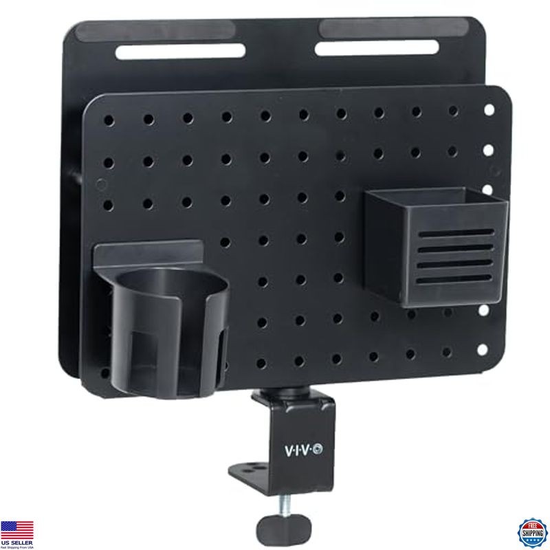 VIVO Steel Clamp-on Rotating Pegboard with Laptop Holder, 14 x 11 inch Magnetic