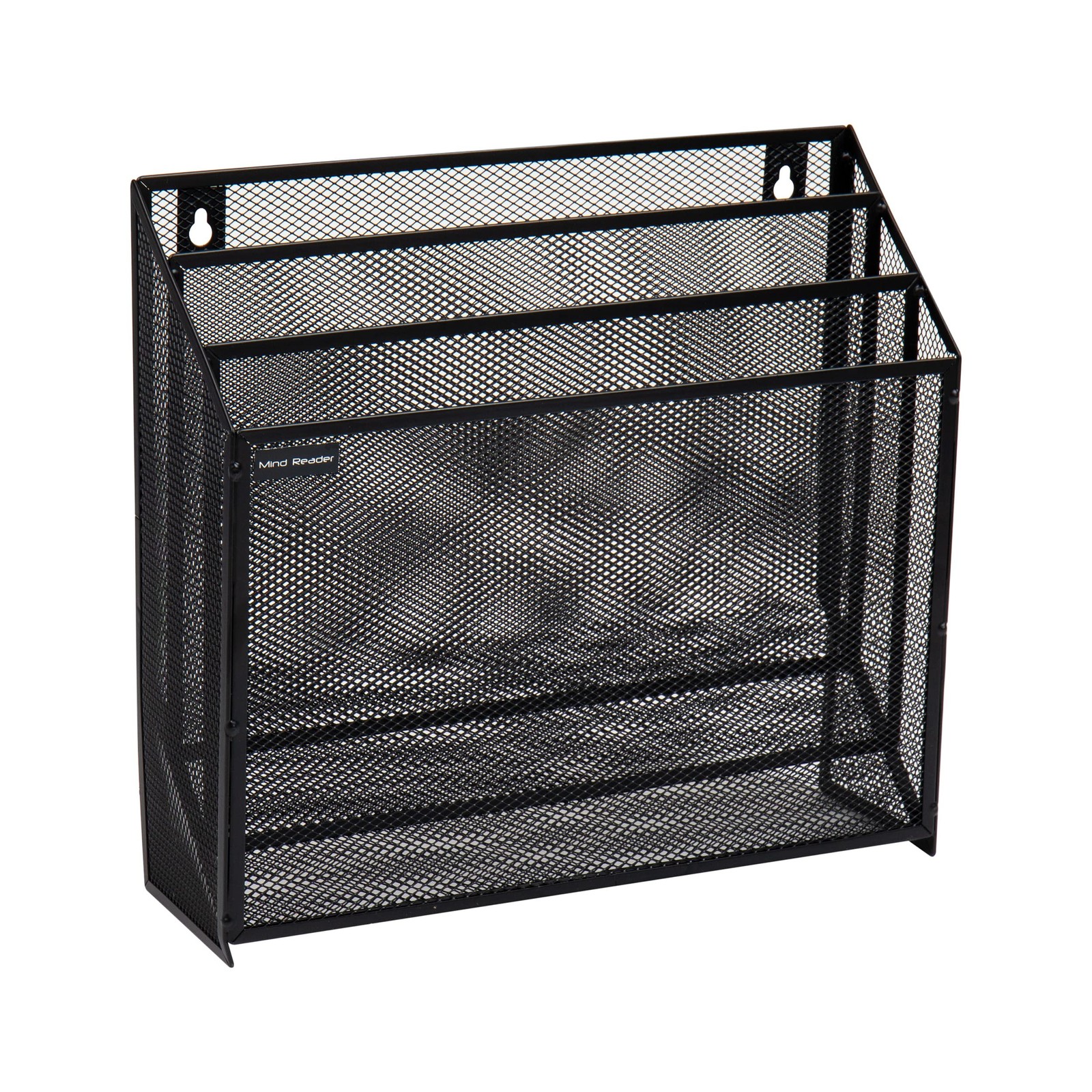 Vertical File Storage, Desktop Organizer, Wall Mount, Office, Metal Mesh, Black