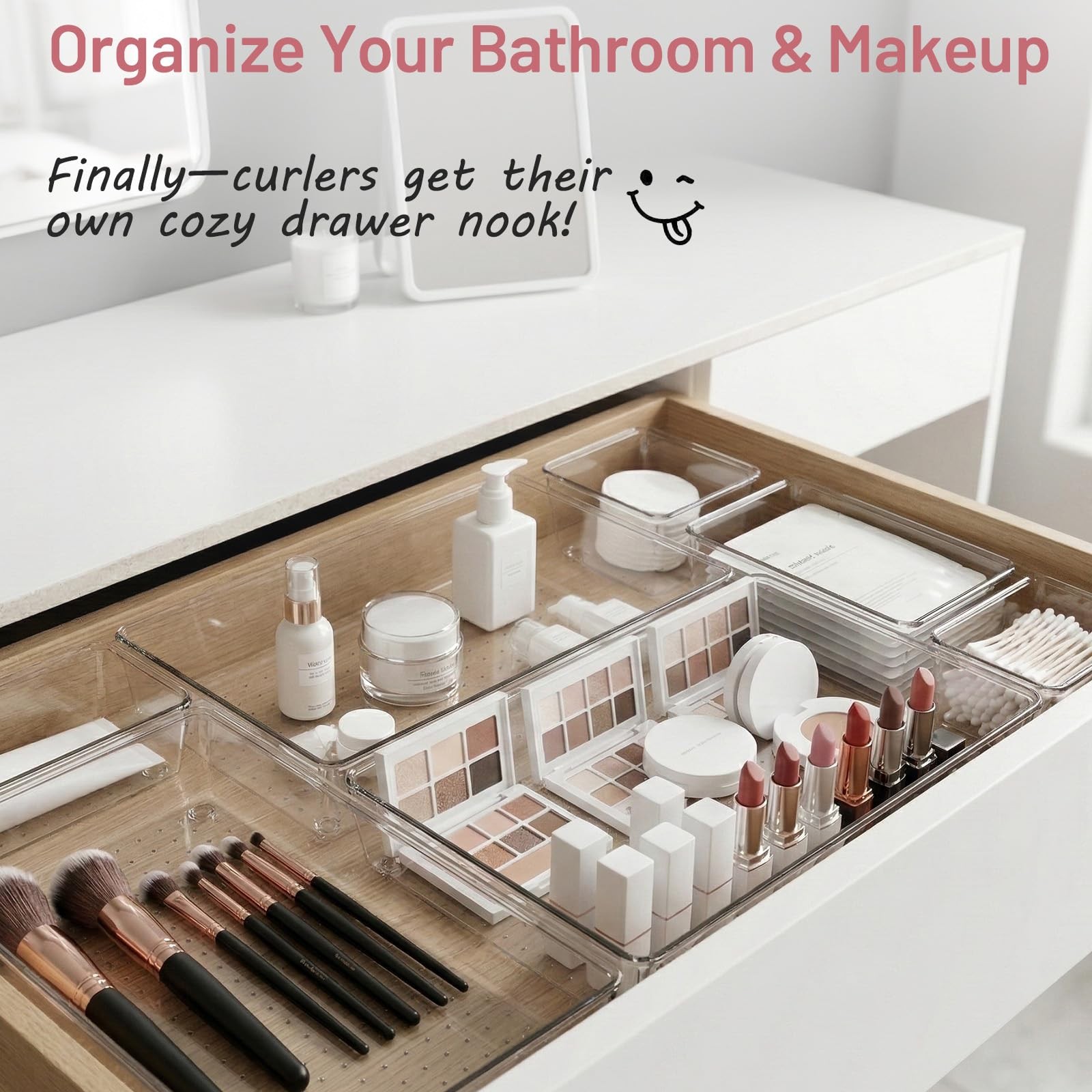 CHOWAY Drawer Organizer, 10 Pack Large Clear Plastic Organizer Bins 5