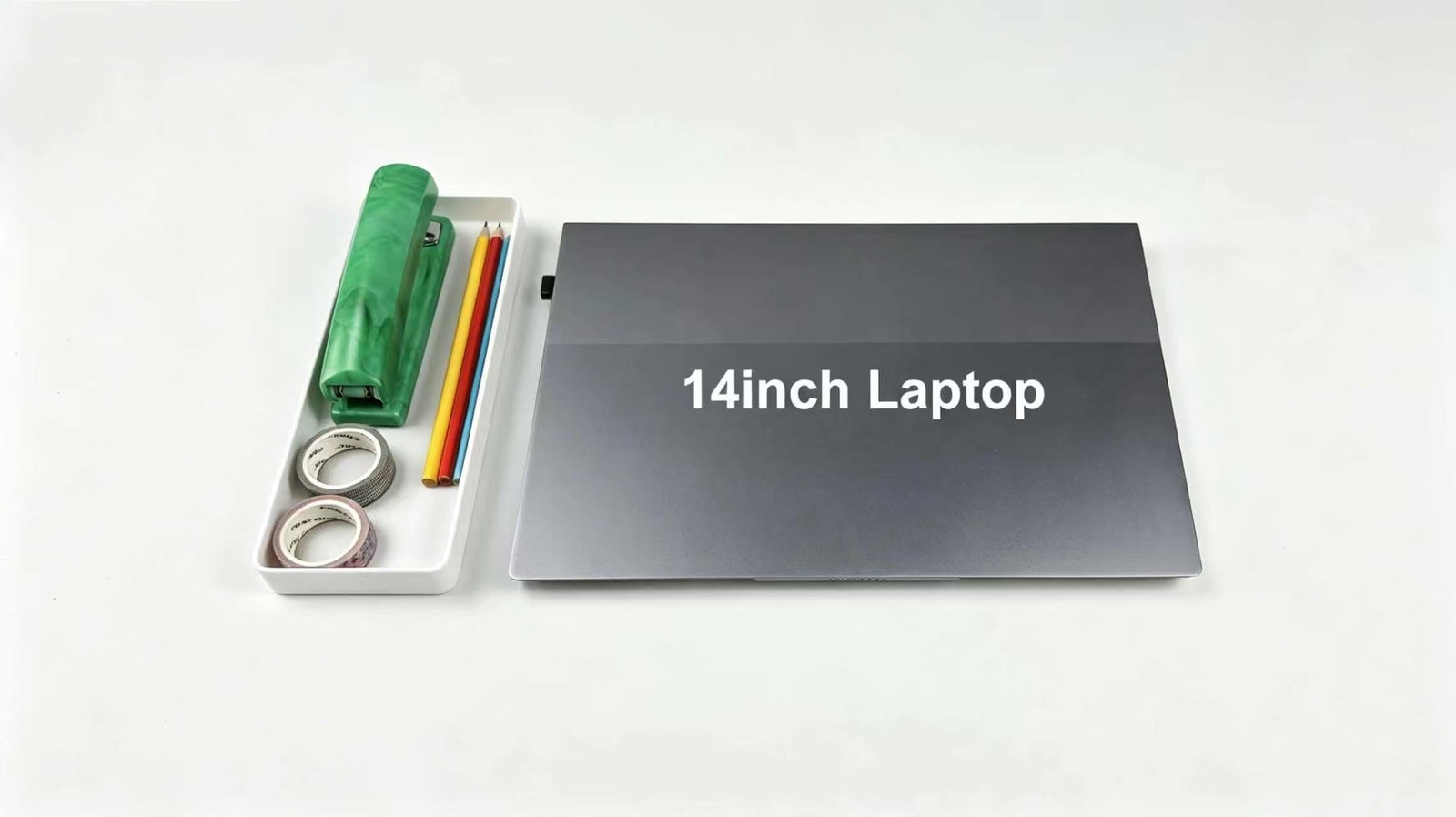 Amazon Basics Rectangular Plastic Desk Organizer, 9.4″ x 3.3″ x 1″, White