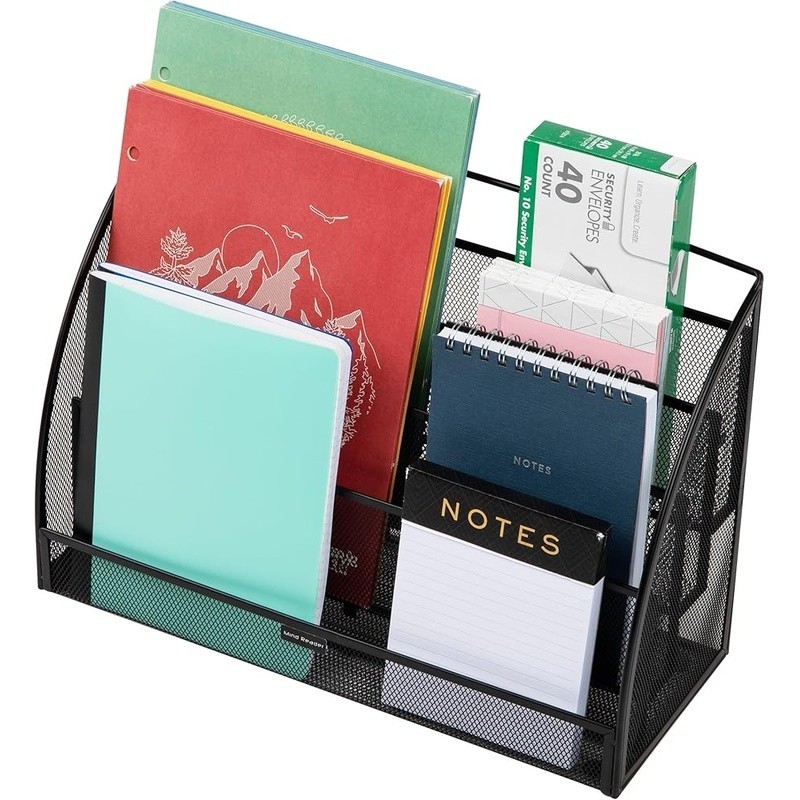 Metal Desk Organizer 4 Pocket File Holder Mesh Storage Lightweight Durable New