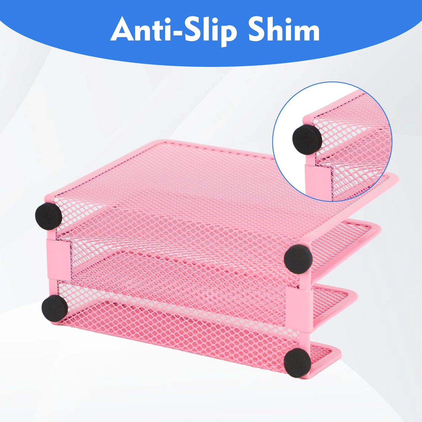 EASEPRES Desk Mail Organizer, Office Small Desktop Metal Mesh 1 Pack, Pink