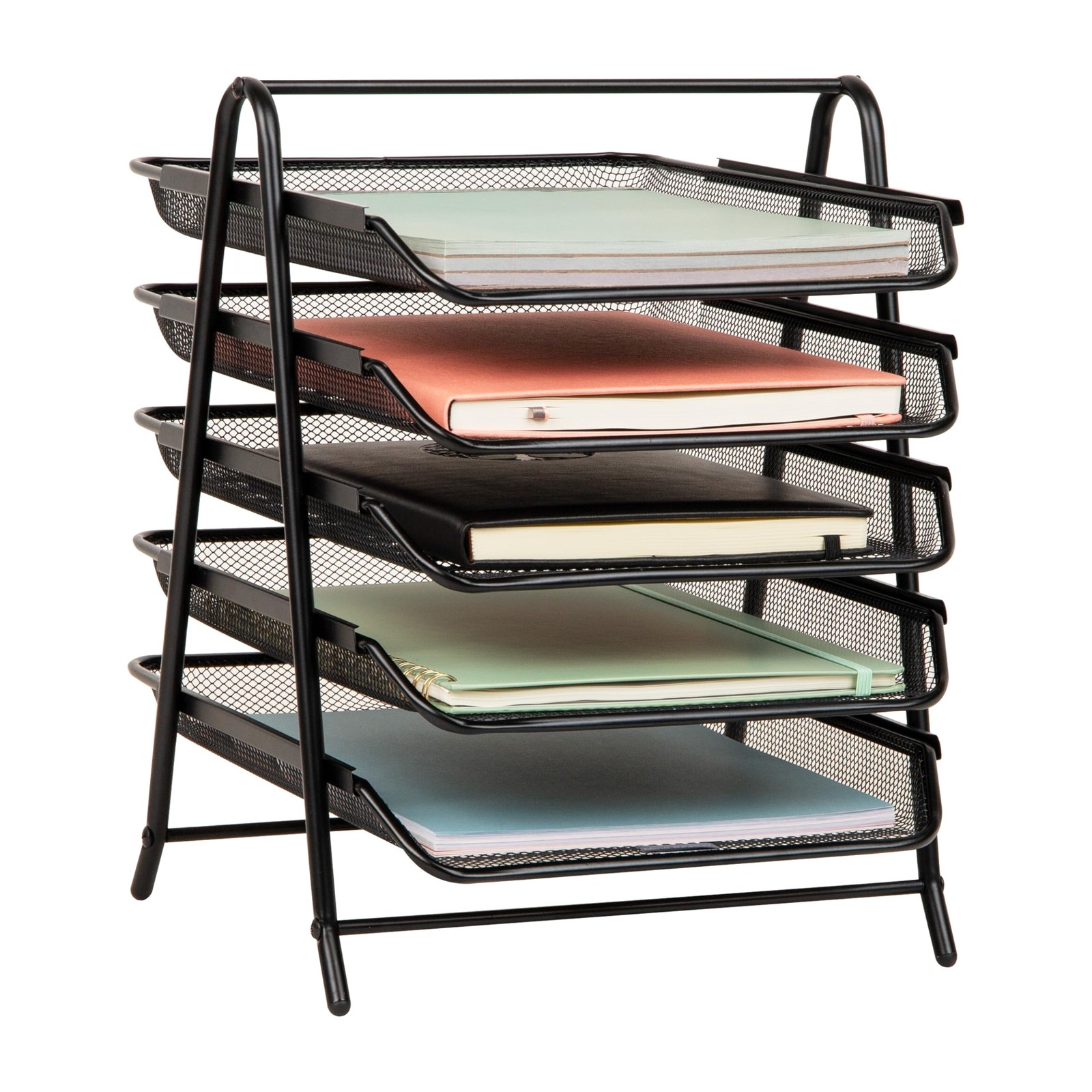 Mind Reader 5-Tier Paper Tray Organizer, 14.5″ x 13.8″ x 11.5″, Black
