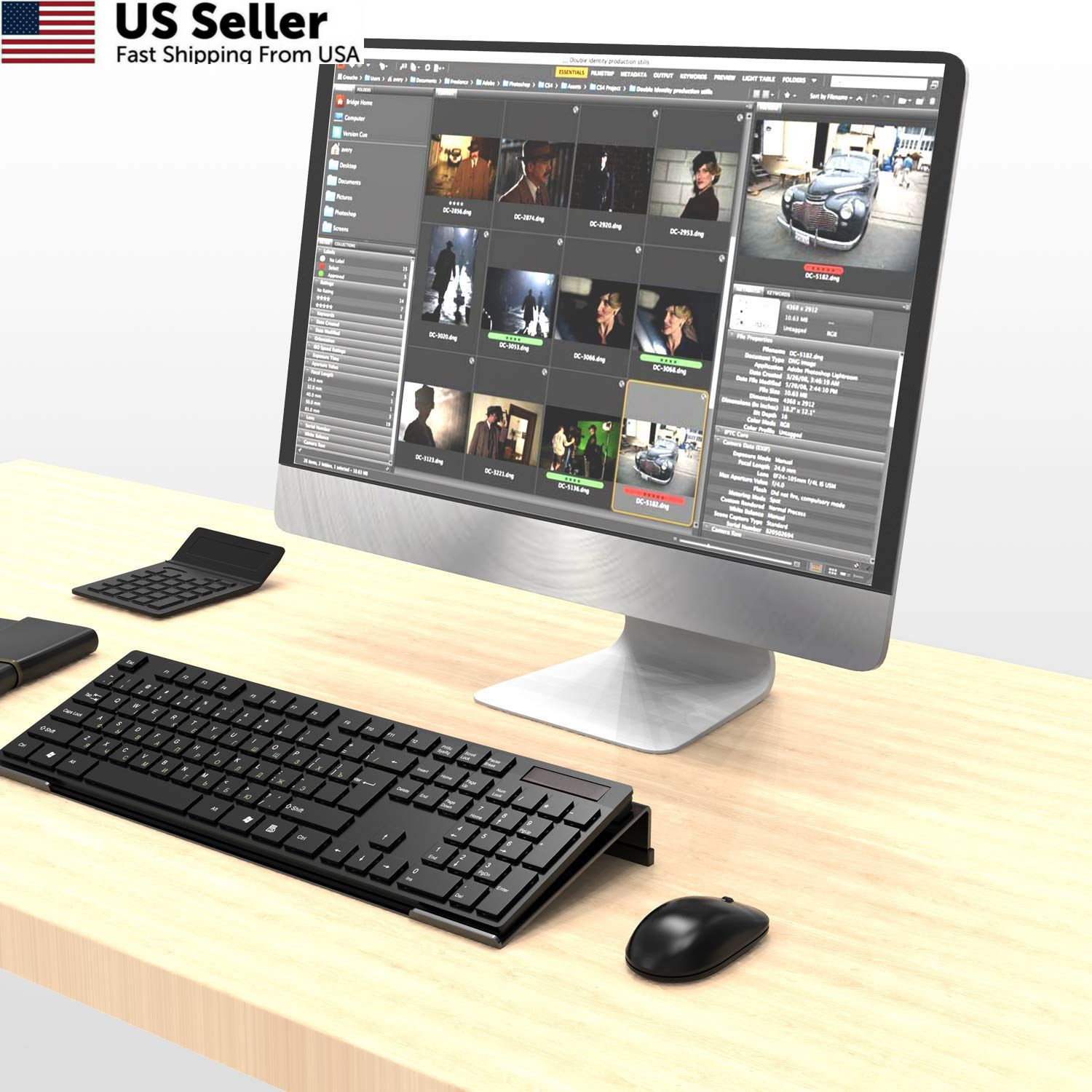 KOTEMON Acrylic Tilted Computer 17″x5.5″x1.5″H Full Size-BLACK, Black