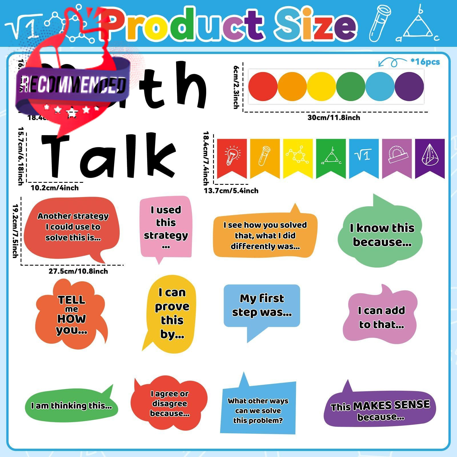 43 Pcs Math Talk Bulletin Board Set For Math Classroom Decorations Educational