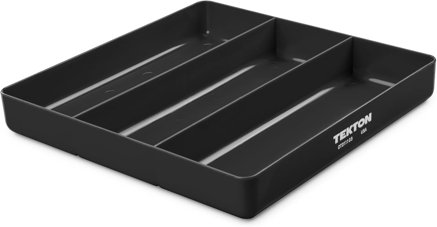 Efficient Black 3-Compartment Organizer Tray – Lightweight & Stackable Design