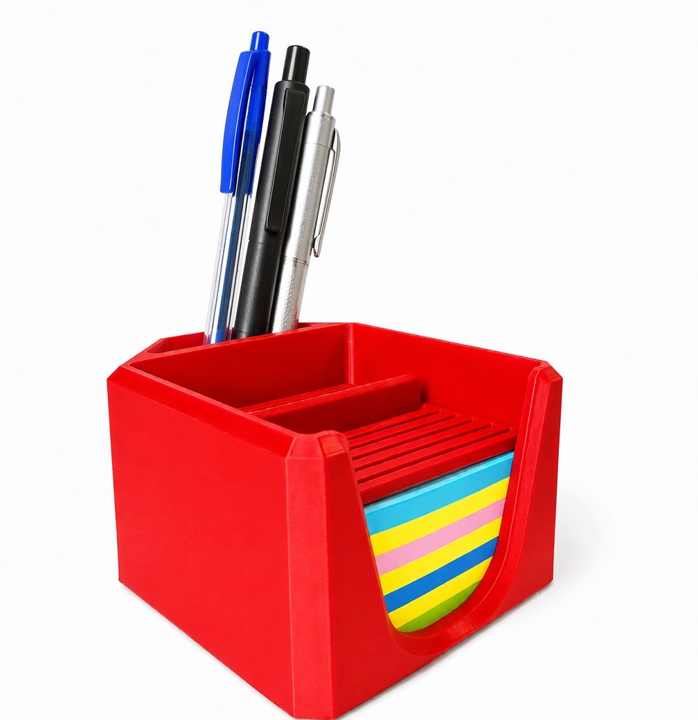 Post It Note And Pen/pencil Holder Desk Organizer,Red, 3D Printed Desk Organizer