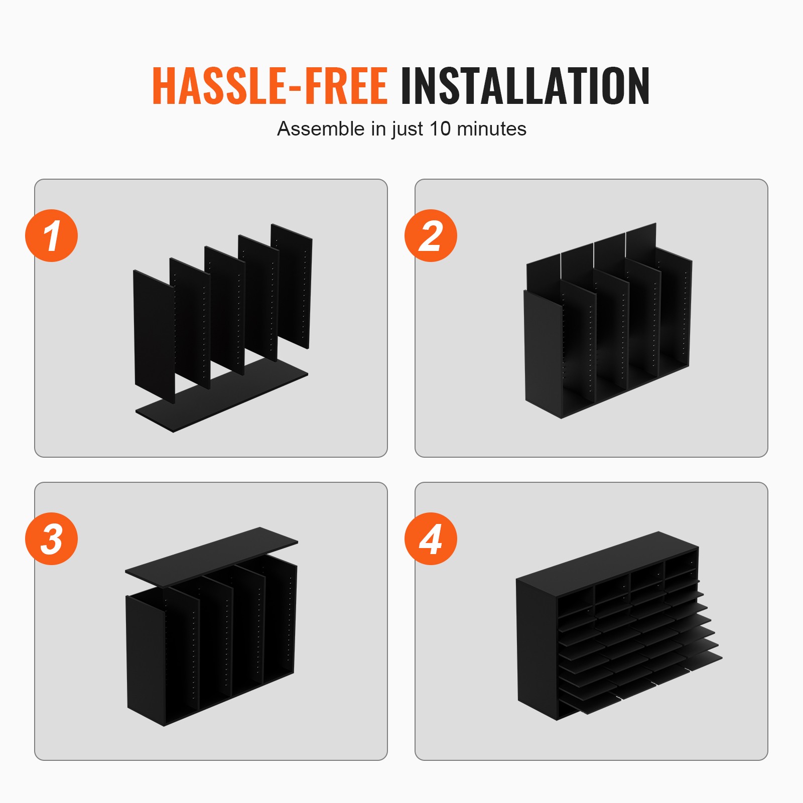 Uimoso Wood Literature Organizer Adjustable File Sorter 36 Compartments Black