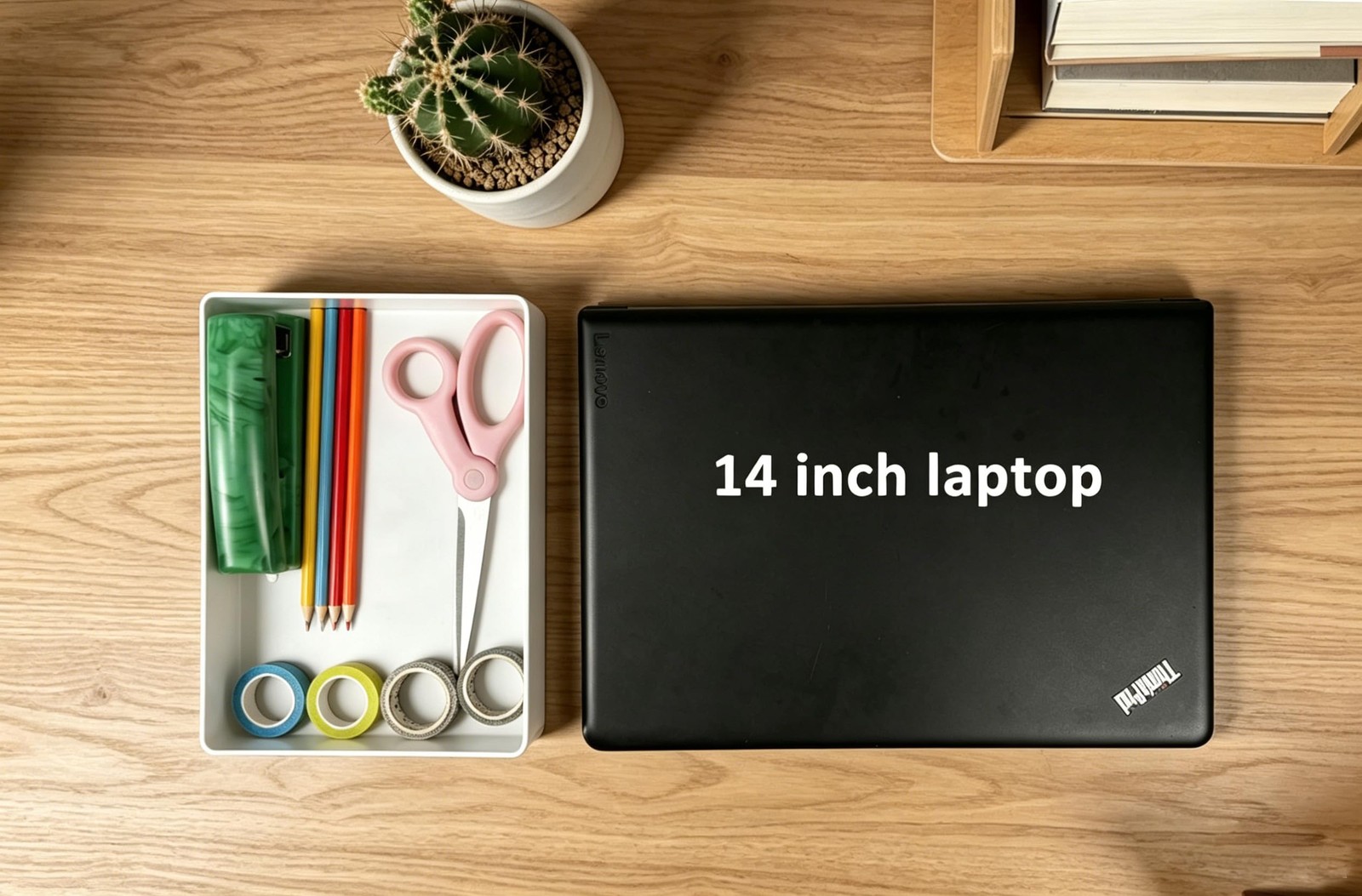 Amazon Basics Rectangular Plastic Desk Organizer with 9.4″ x 6.7″ x 2″, White