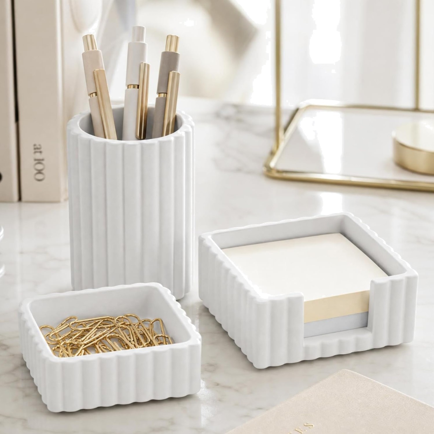 3-Piece Concrete Desk Accessories – Enhance Style & Organization Effortlessly