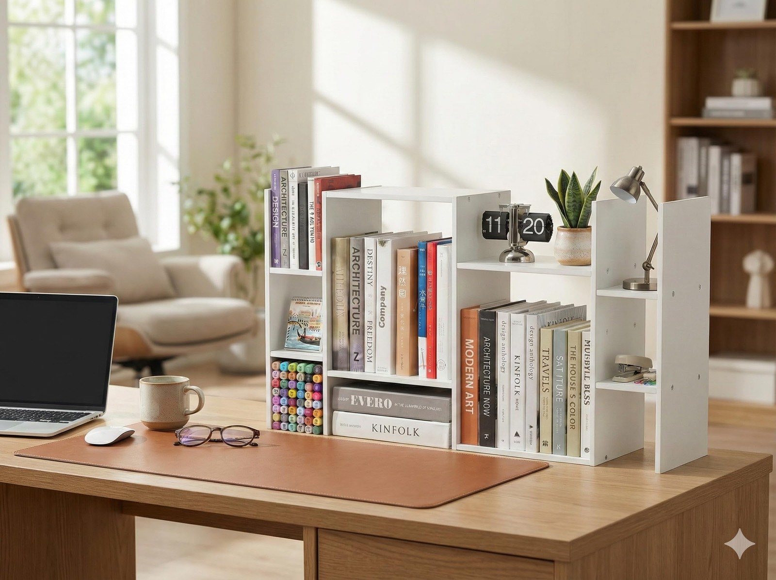 YIGANG Desk Shelf Organizer, 3-Tier Desktop 6.7″D x 29.1″W x 15.7″H, White