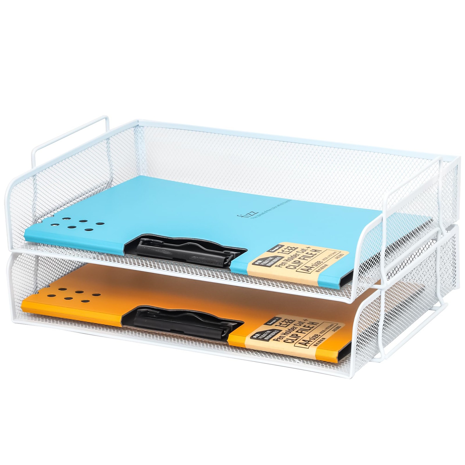 2 Pack Stackable Desk Paper Tray, Metal Mesh Desktop Document Letter File Org…