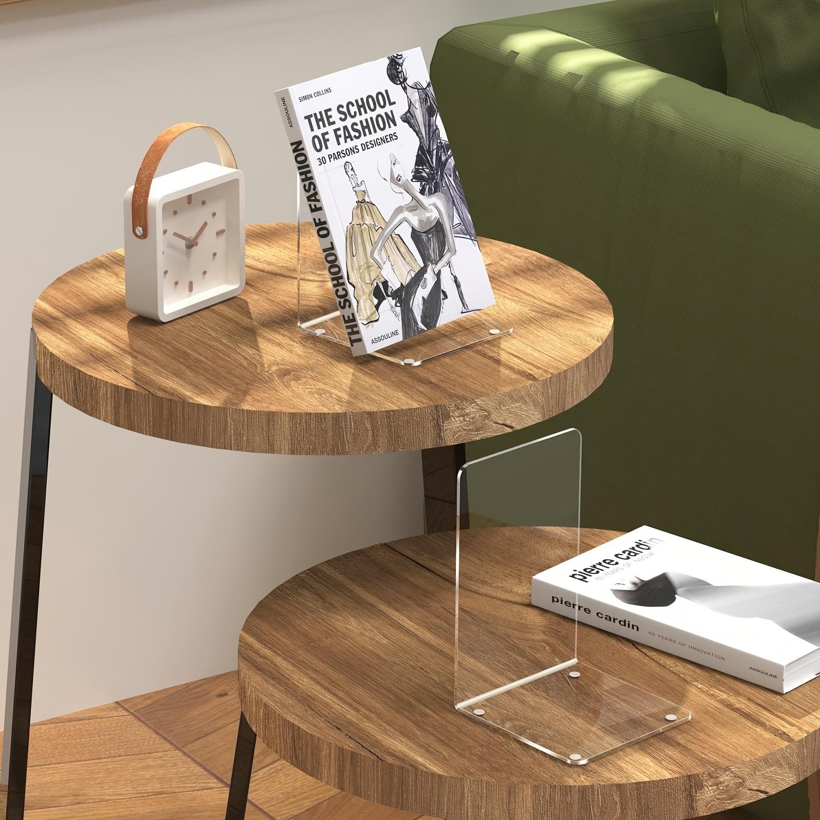 Acrylic Bookends 2pcs Clear L‑shape Desk Organizer Stand for Home Office