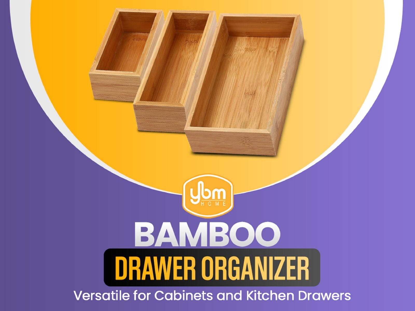 YBM Home & Kitchen Bamboo Drawer Organizer Box 6×9 #325