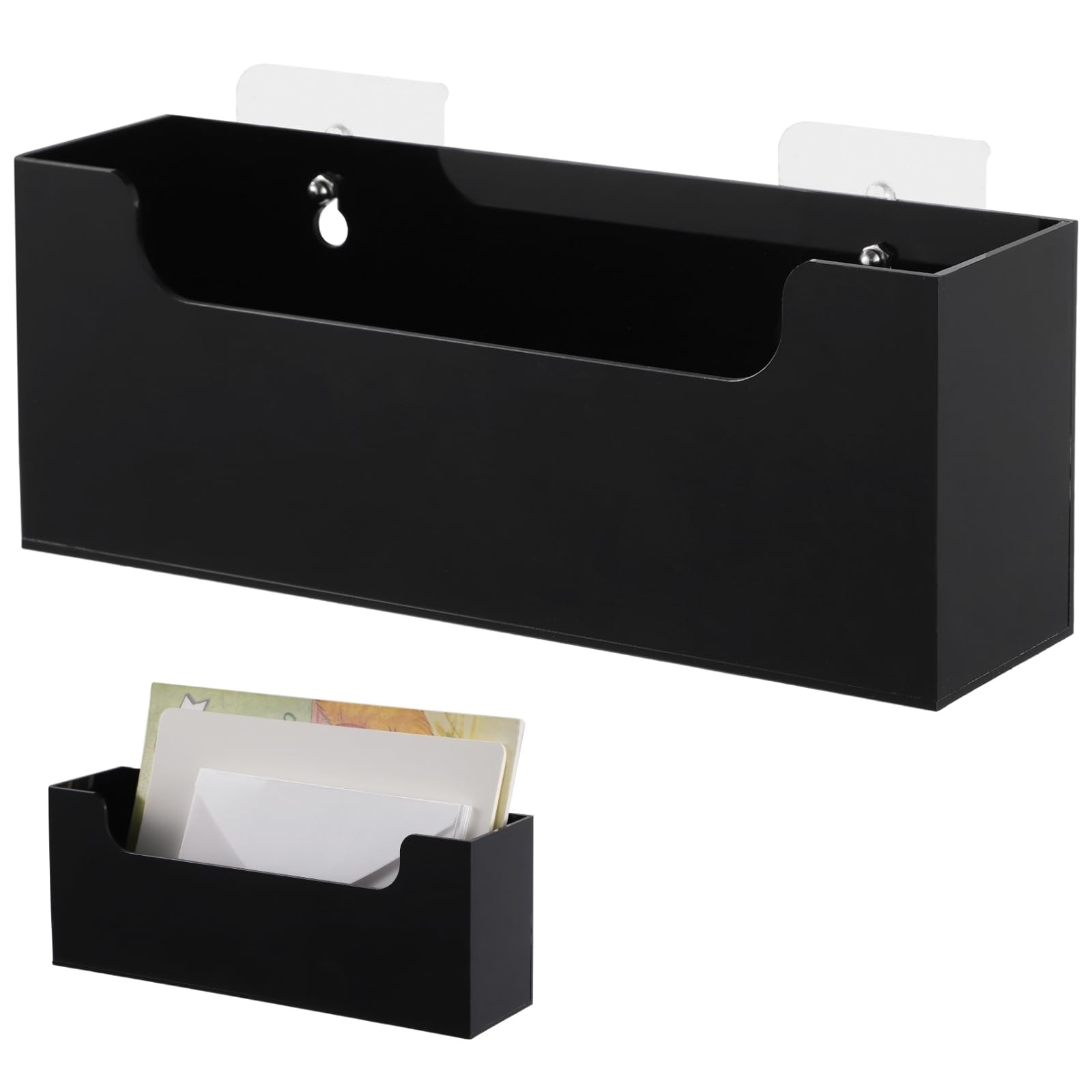 Clear Acrylic Mail Holder Box Desk Wall Mount Organizer Countertop Black