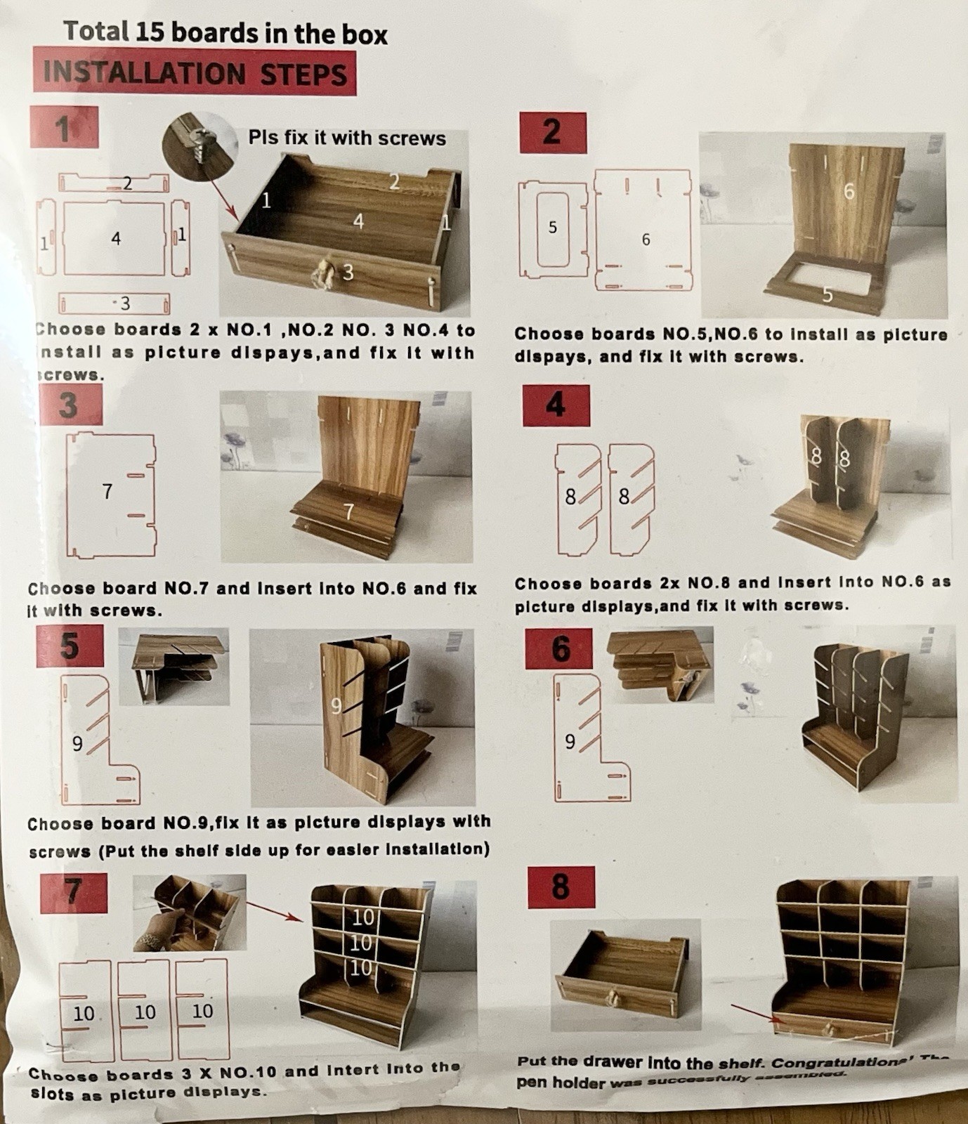 Wooden Desk Organizer, Multi-Functional DIY