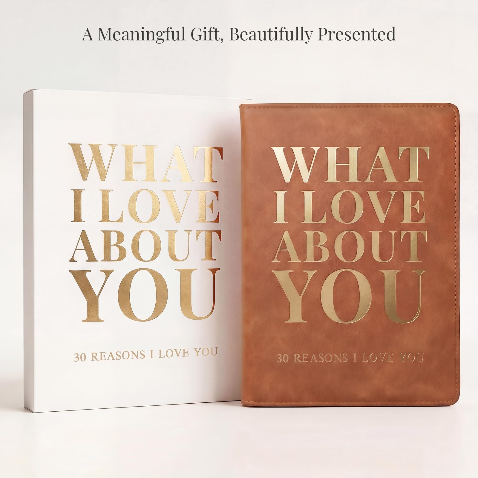 YOELOVE What I Love About You Leather Book – 30 Reasons Why I You, Brown