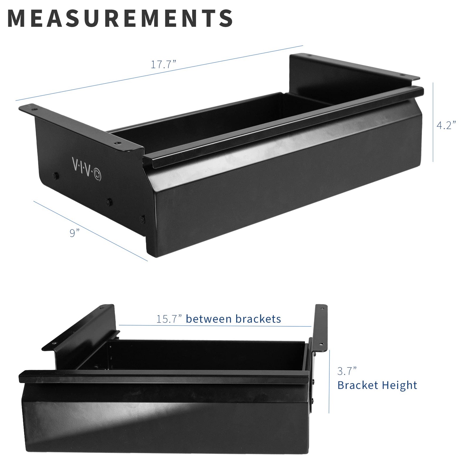 VIVO 16 Inch Under Desk Slide out Drawer without Shell, Home 16 Inch, Black