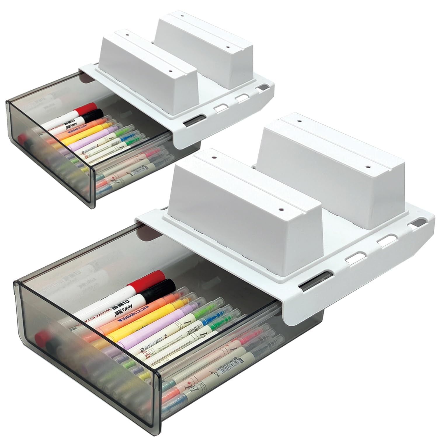 2 PCS Upgrade Under Desk Drawer Table Lip Plastic Desktop Hidden Tray