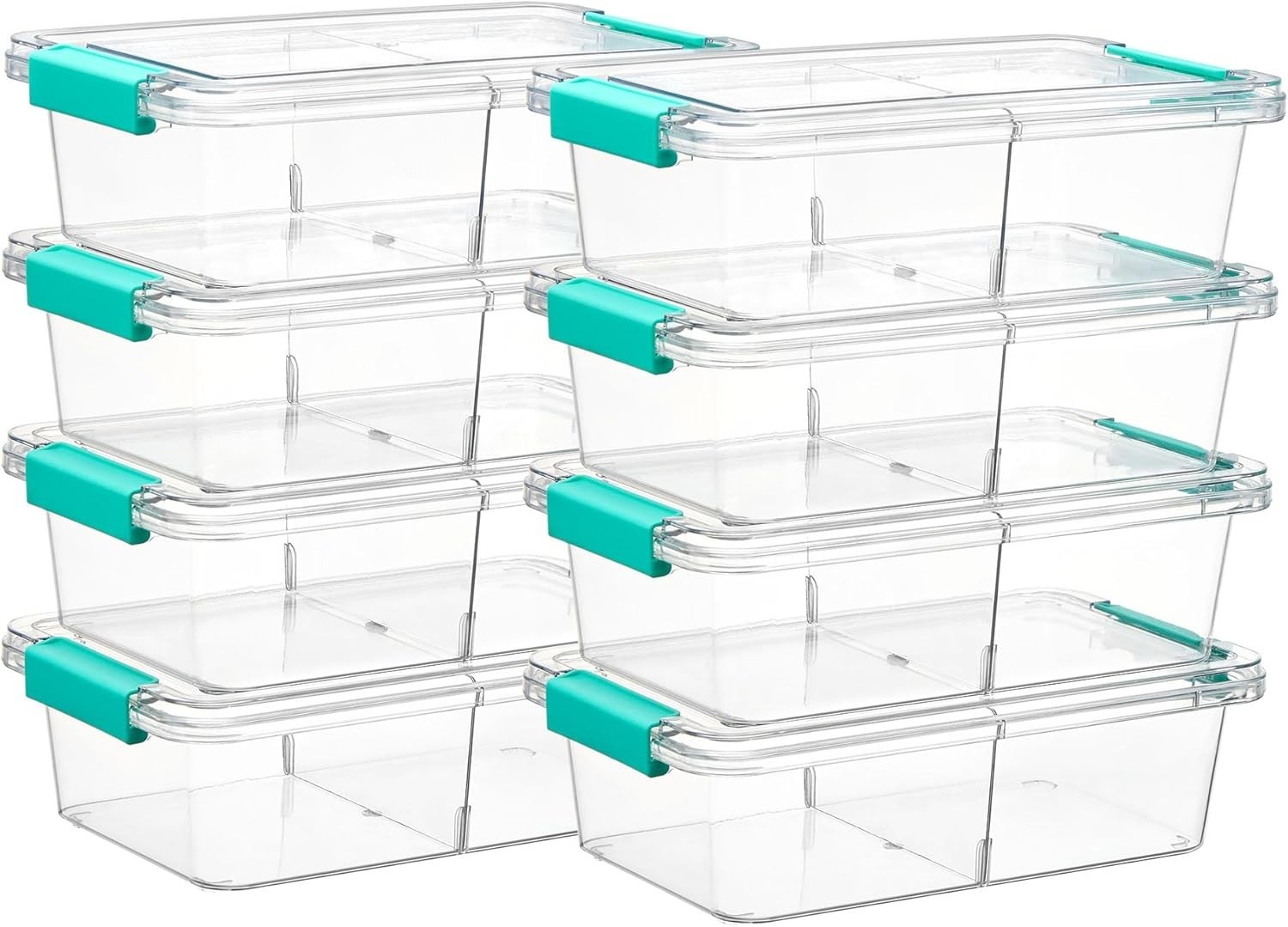8 Pack 1.5Qt Clear Pencil Box with Removable Divider, Plastic Pencil Case Cra…
