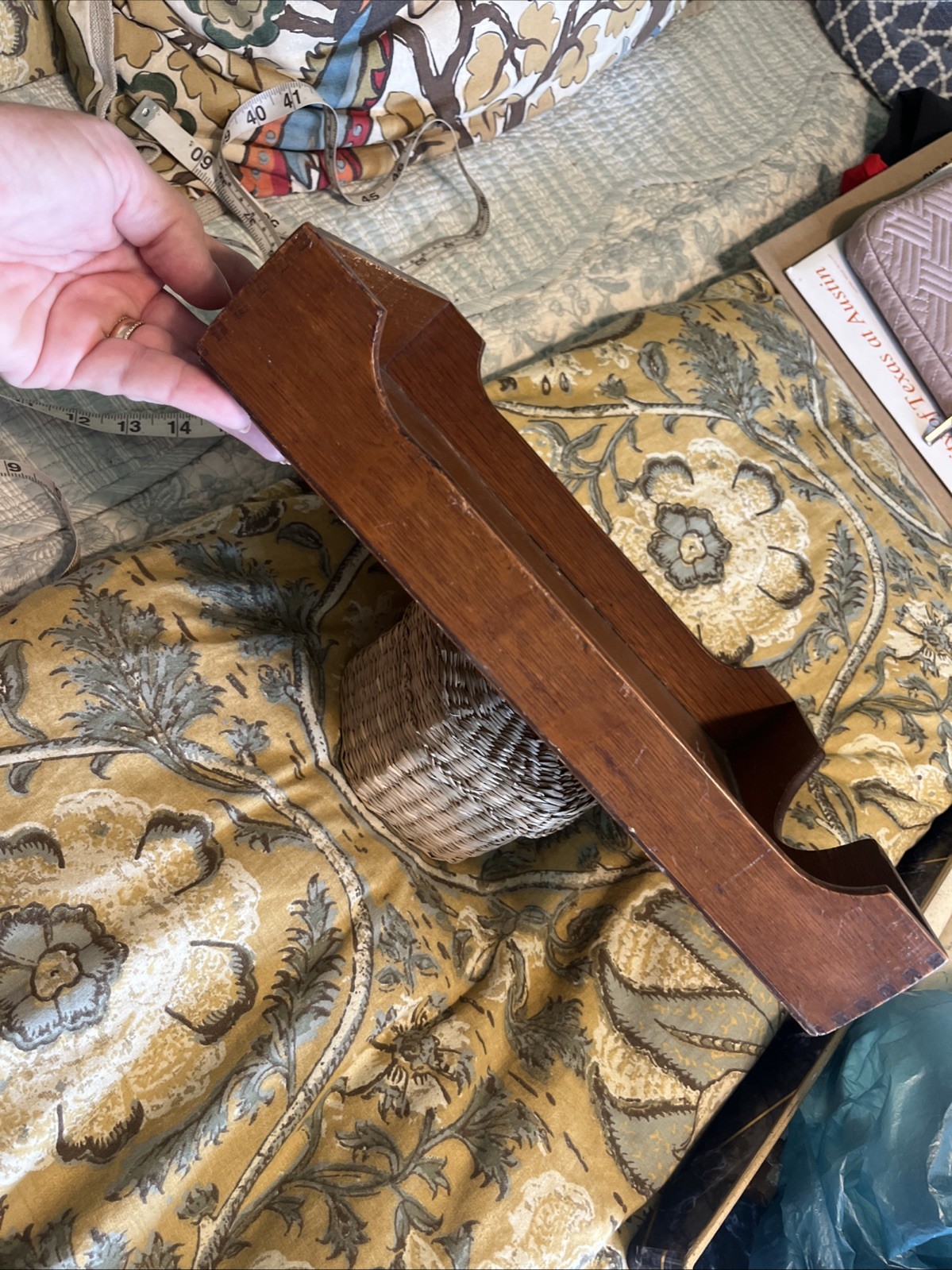 Vintage Oak Wood Letter Tray MCM Dovetail Joint Scalloped Desk 1960s Guild
