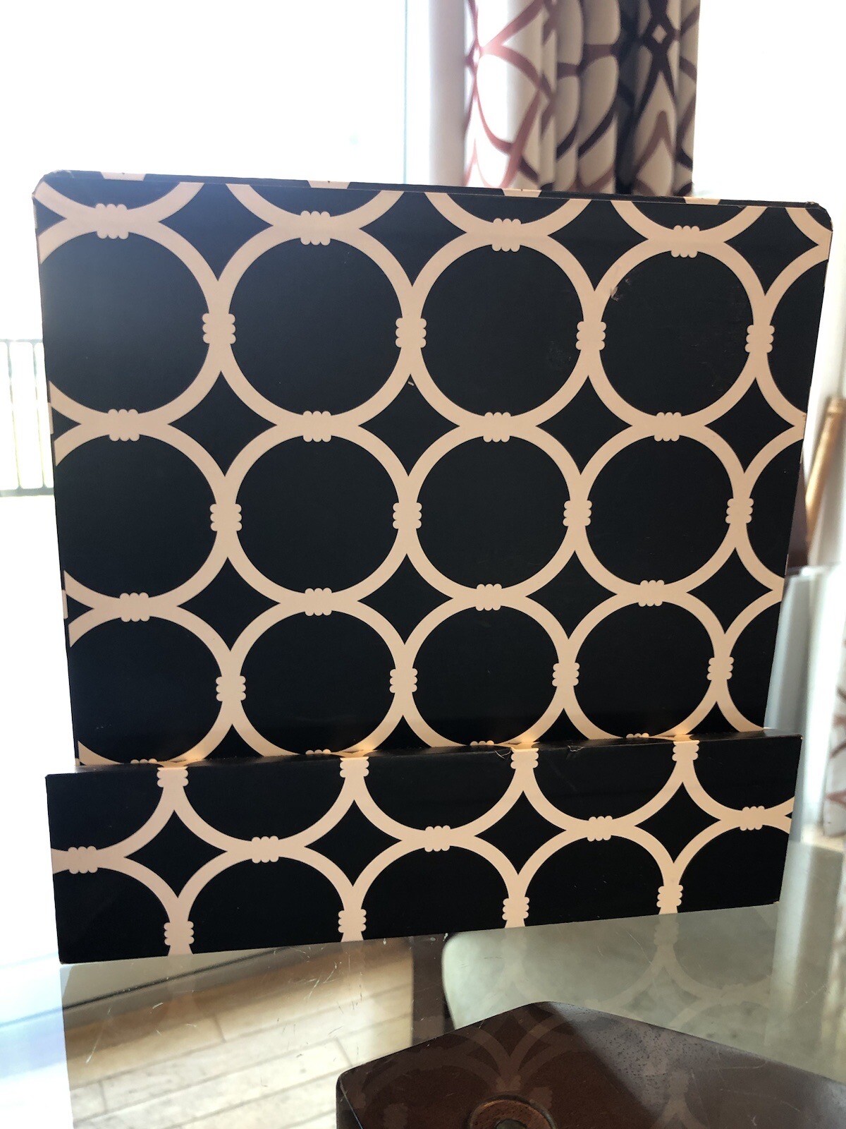 Desk Top Black & White Geometric Patterned Letter File Organizer