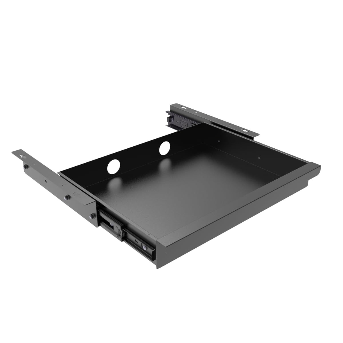 Under Desk Sliding Drawer Organizer for Office, Metal, Black, 19.2×13.4 in