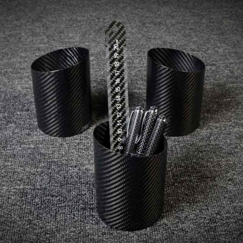 New Carbon Fiber Pencil Holder Cup Stationery Container Desk Organisers Office