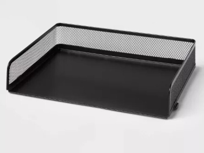 Target Black Mesh Stackable Front Load Document Tray Letter Organizer 12x9x2.25