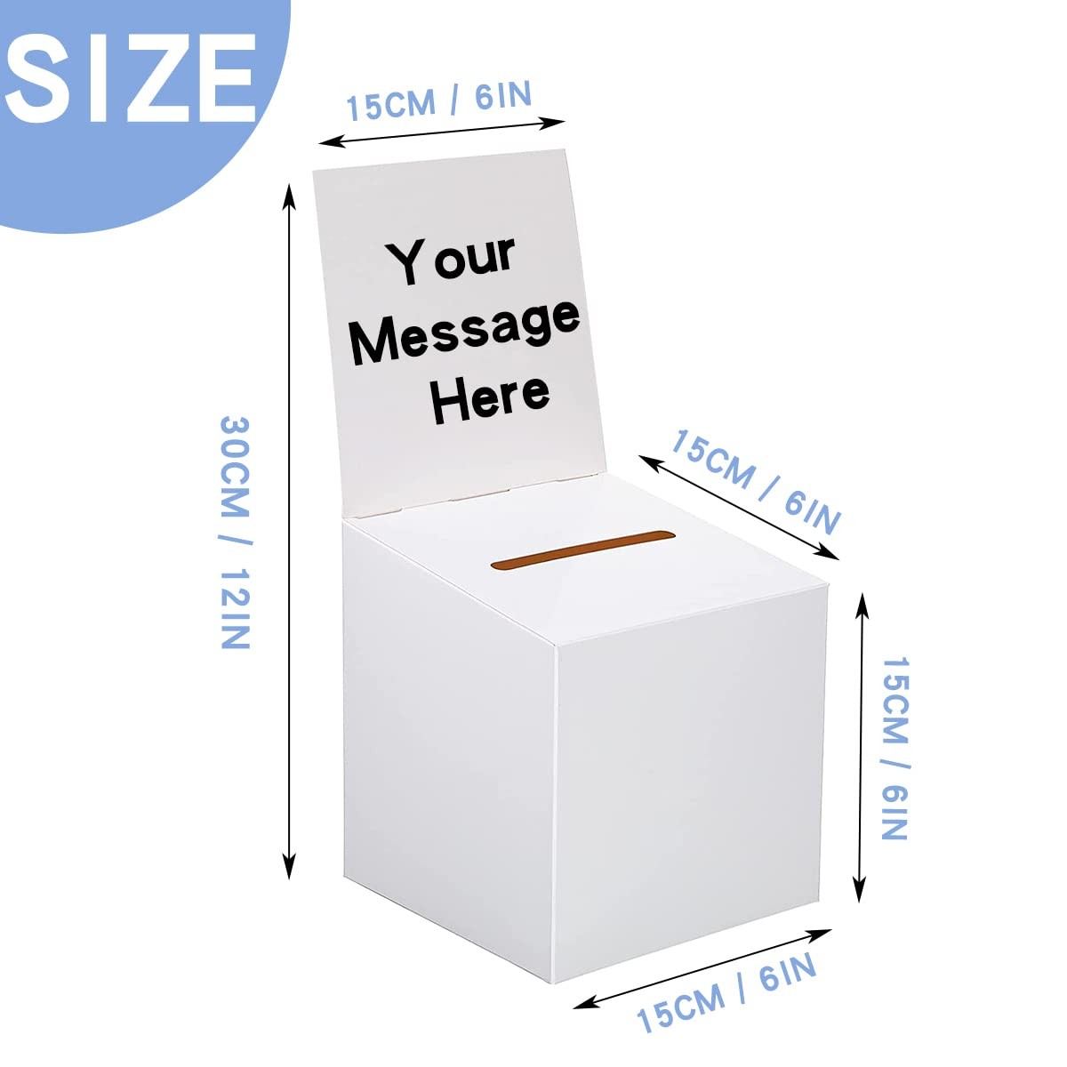 12Pcs Ballot Box Raffle Donation for Fundraising,6 x 6 x 6 Inch white