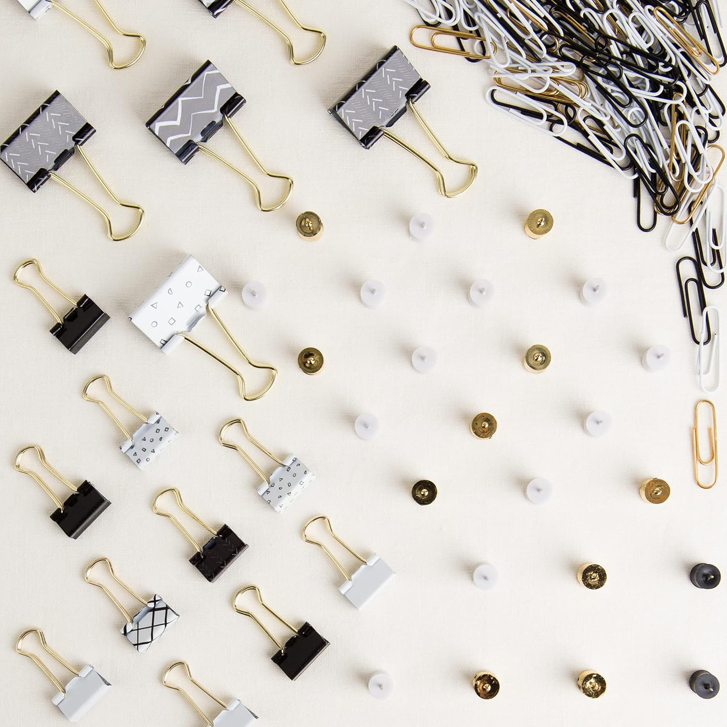 Office Accessory Kit, Office Supplies (Black, White and Gold)
