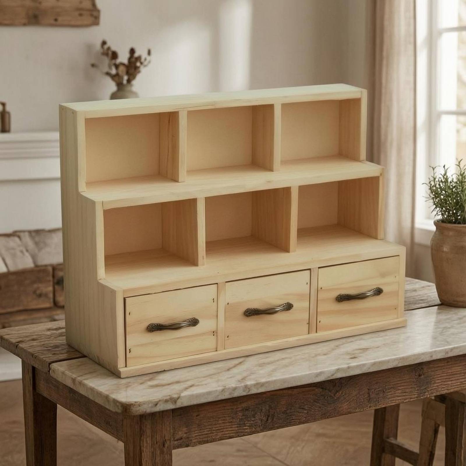 Wooden Desktop Cabinet Space Saving Desktop Storage Cabinet Sleek Texture