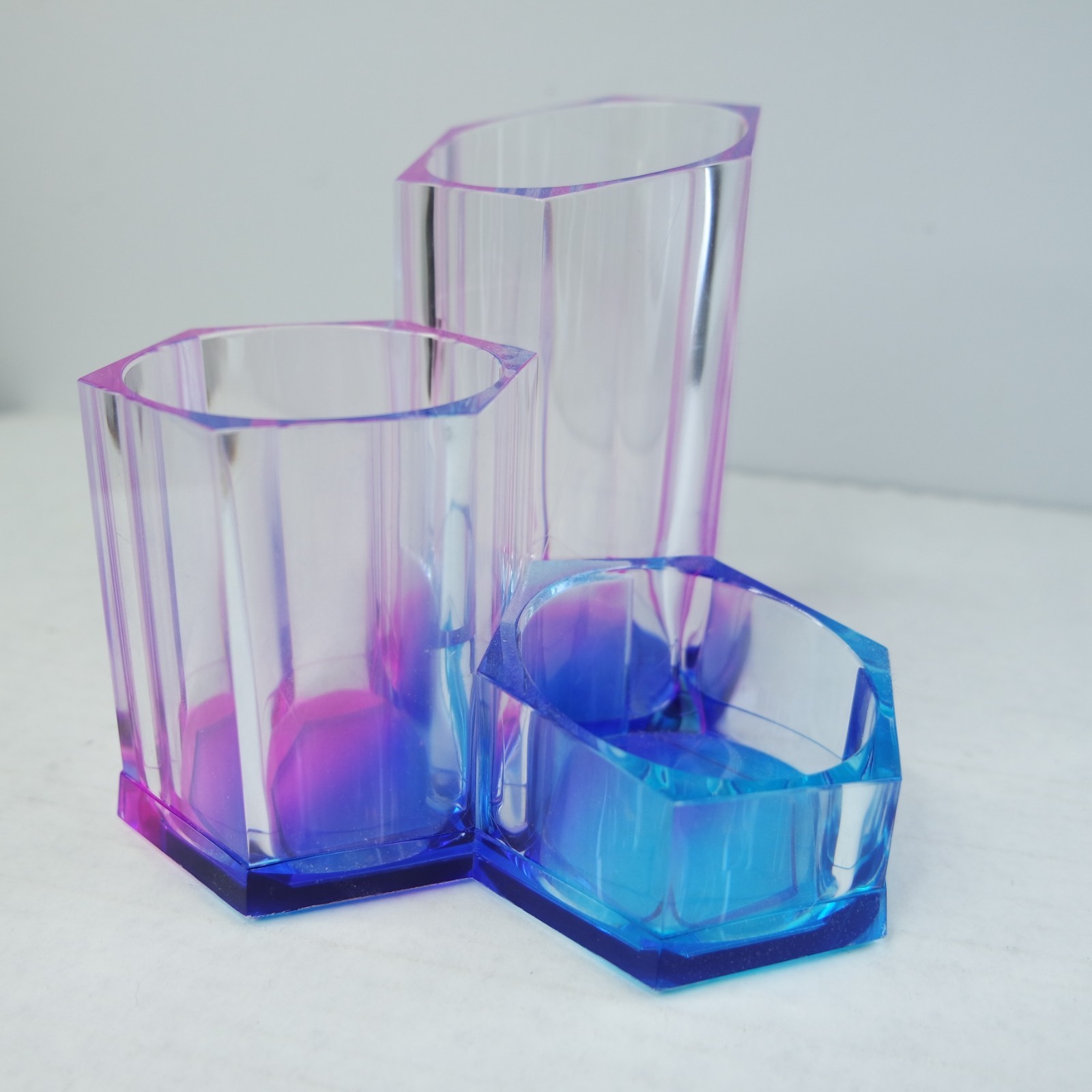 Acrylic Desk Drawer Organizer Clear Blue Purple Crystals 3 Way Y2K