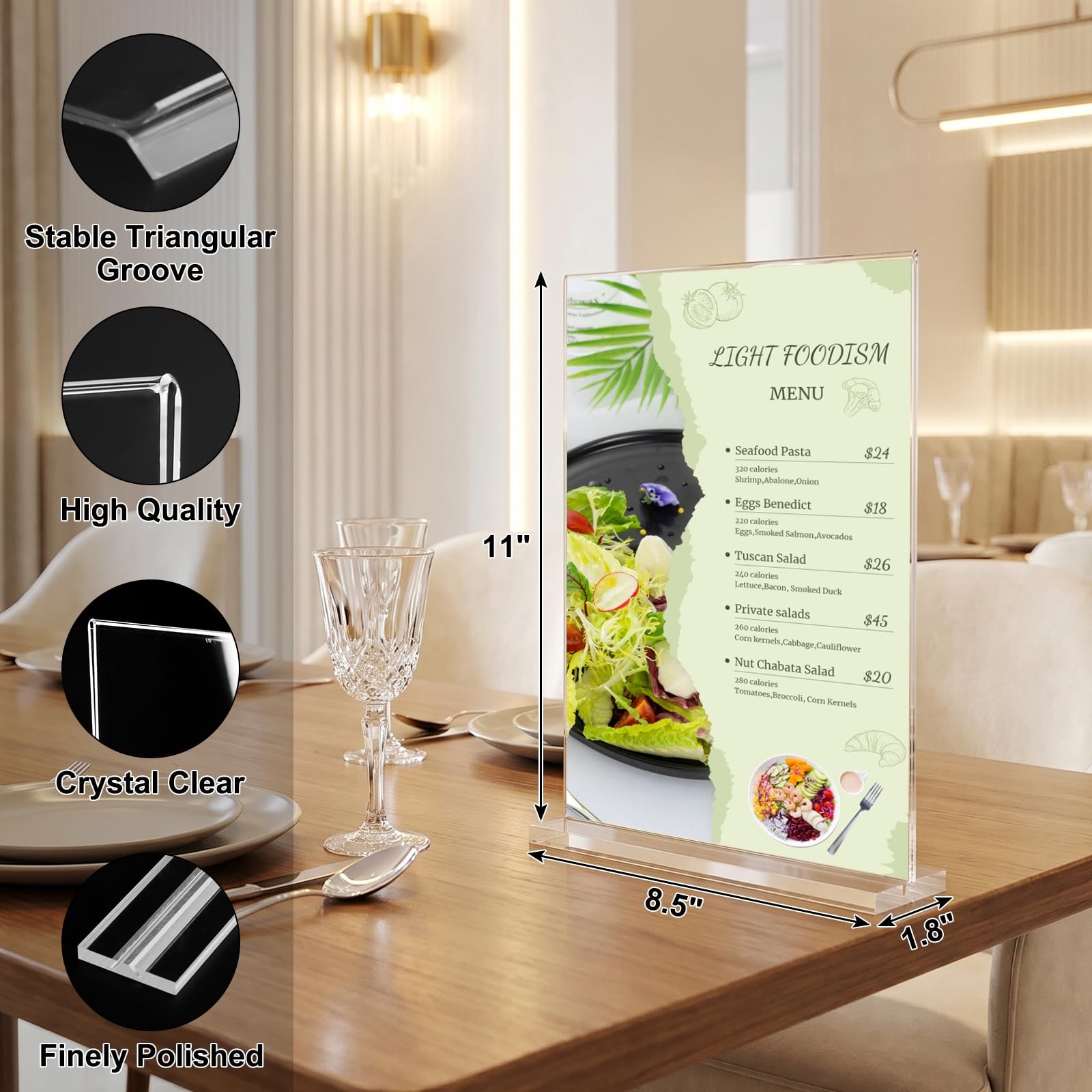 xydstay 6pack Acrylic Sign Holder 8.5 X 11, Vertical T Shape Clear